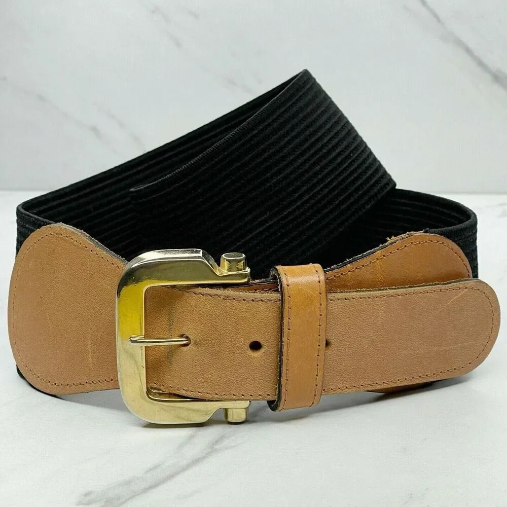 Vintage The Limited Stretch Belt Leather Trim Gold Hardware Medium (M) ✨